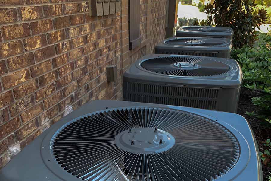 Outdoor HVAC condenser units